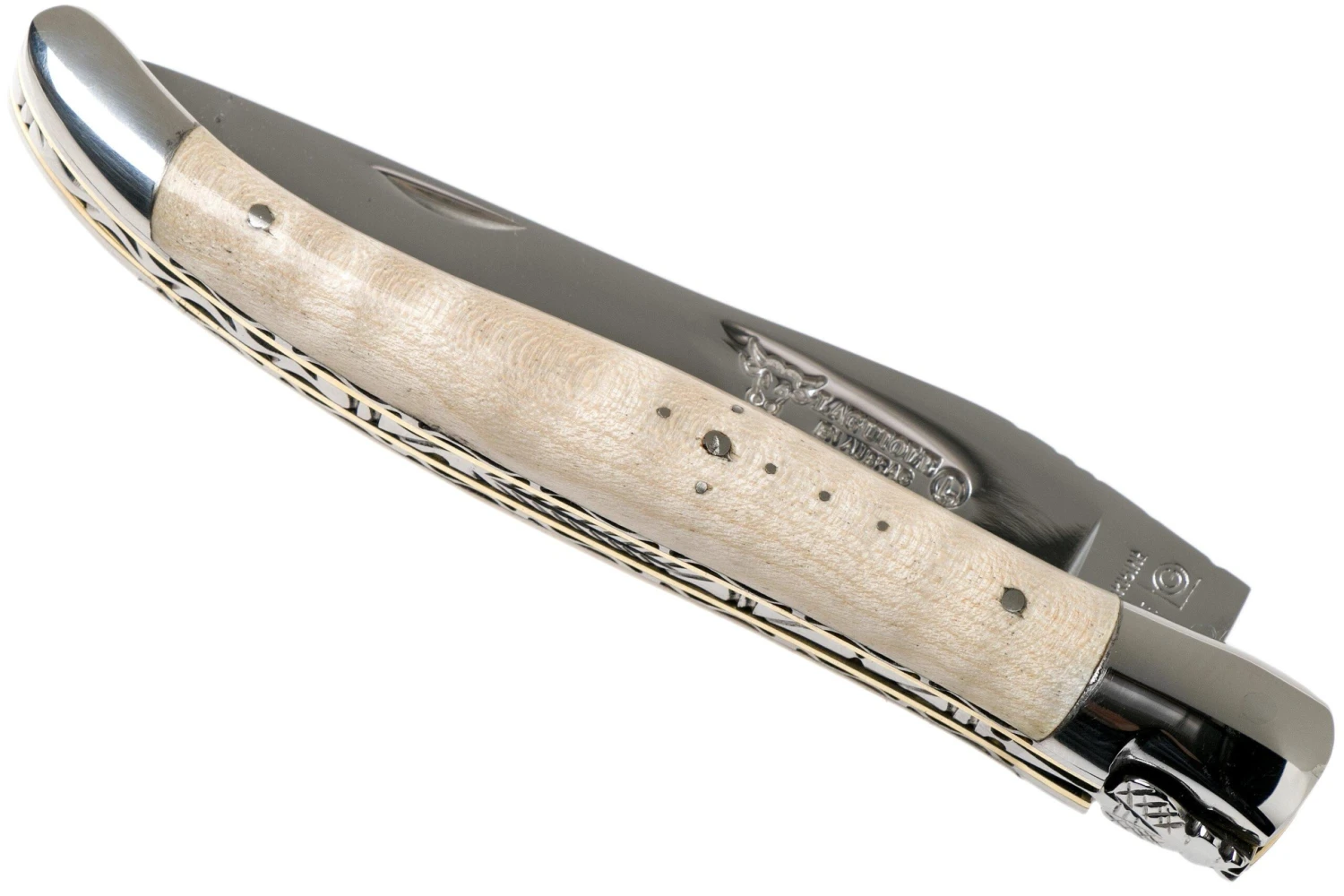 Laguiole En Aubrac 12cm Doubles Platines, érable Ondé Guilloché à La Main L0712EEN1/FSJ1 6 Laguiole En Aubrac 12cm Doubles Platines, érable Ondé Guilloché à La Main L0712EEN1/FSJ1 – Image 4