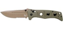 Benchmade 275SFE-2 Sibert Adamas OD Green G10, Flat Earth Serrated Couteau De Poche, Shane Sibert Design