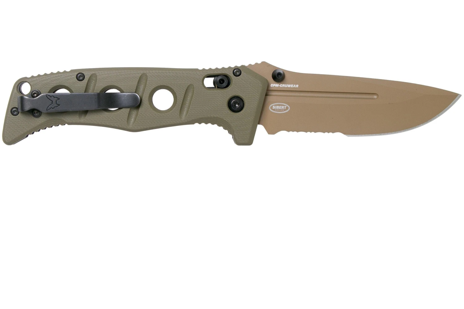 Benchmade 275SFE-2 Sibert Adamas OD Green G10, Flat Earth Serrated Couteau De Poche, Shane Sibert Design 4 Benchmade 275SFE-2 Sibert Adamas OD Green G10, Flat Earth Serrated Couteau De Poche, Shane Sibert Design – Image 2