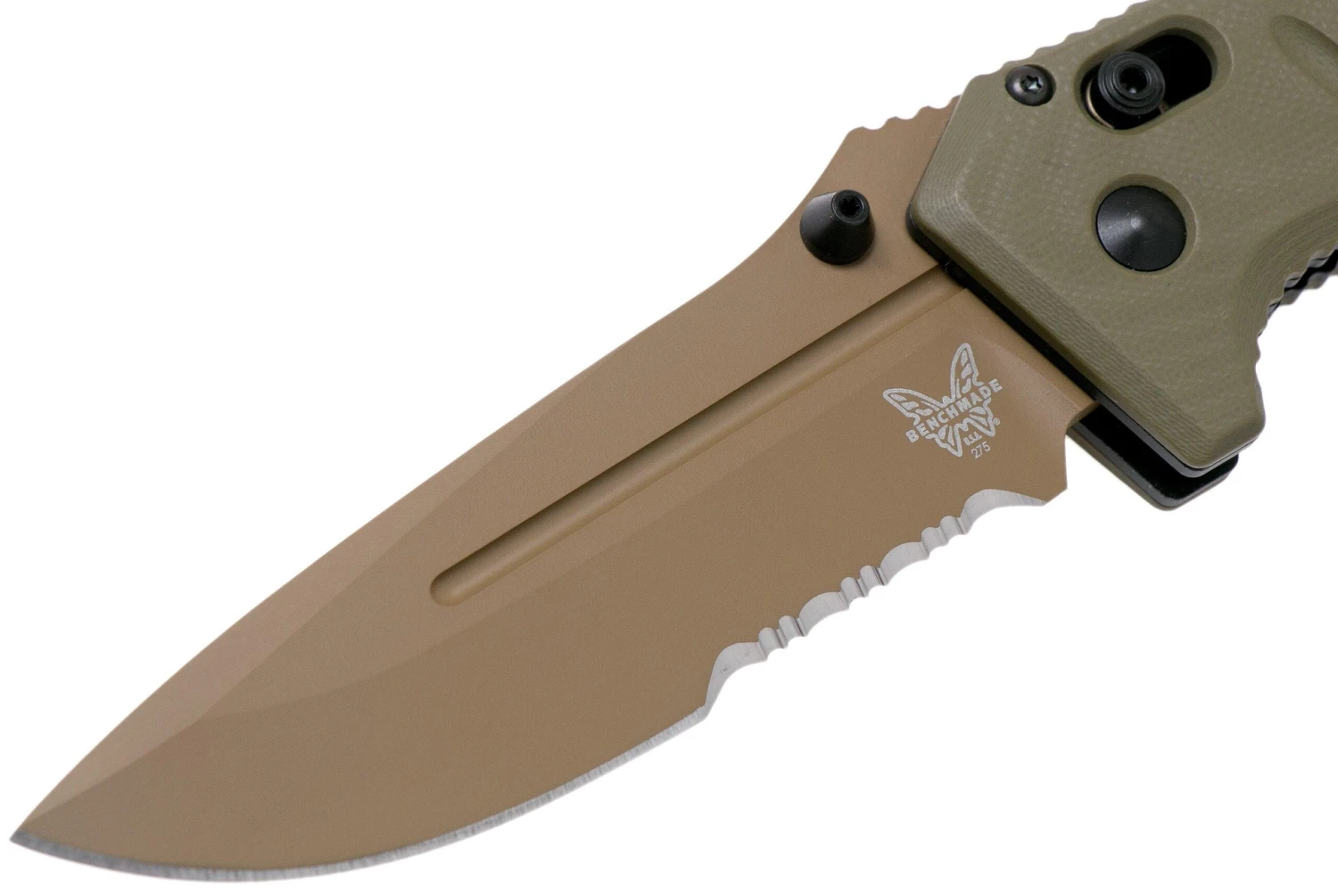 Benchmade 275SFE-2 Sibert Adamas OD Green G10, Flat Earth Serrated Couteau De Poche, Shane Sibert Design 5 Benchmade 275SFE-2 Sibert Adamas OD Green G10, Flat Earth Serrated Couteau De Poche, Shane Sibert Design – Image 3