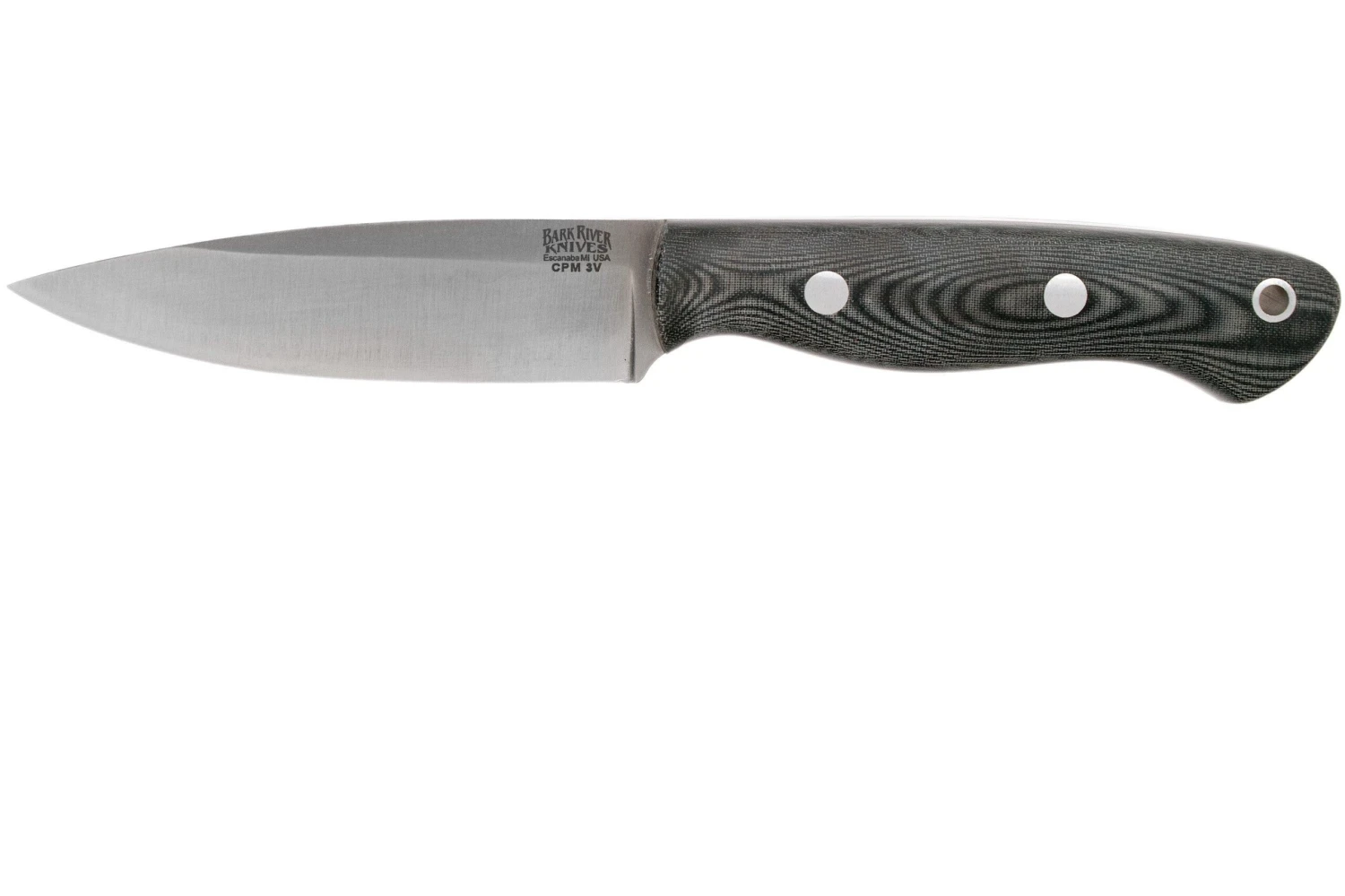 Bark River Mini Aurora CPM 3V, Black Linen Matte Micarta, Hollow Pins 3 Bark River Mini Aurora CPM 3V, Black Linen Matte Micarta, Hollow Pins