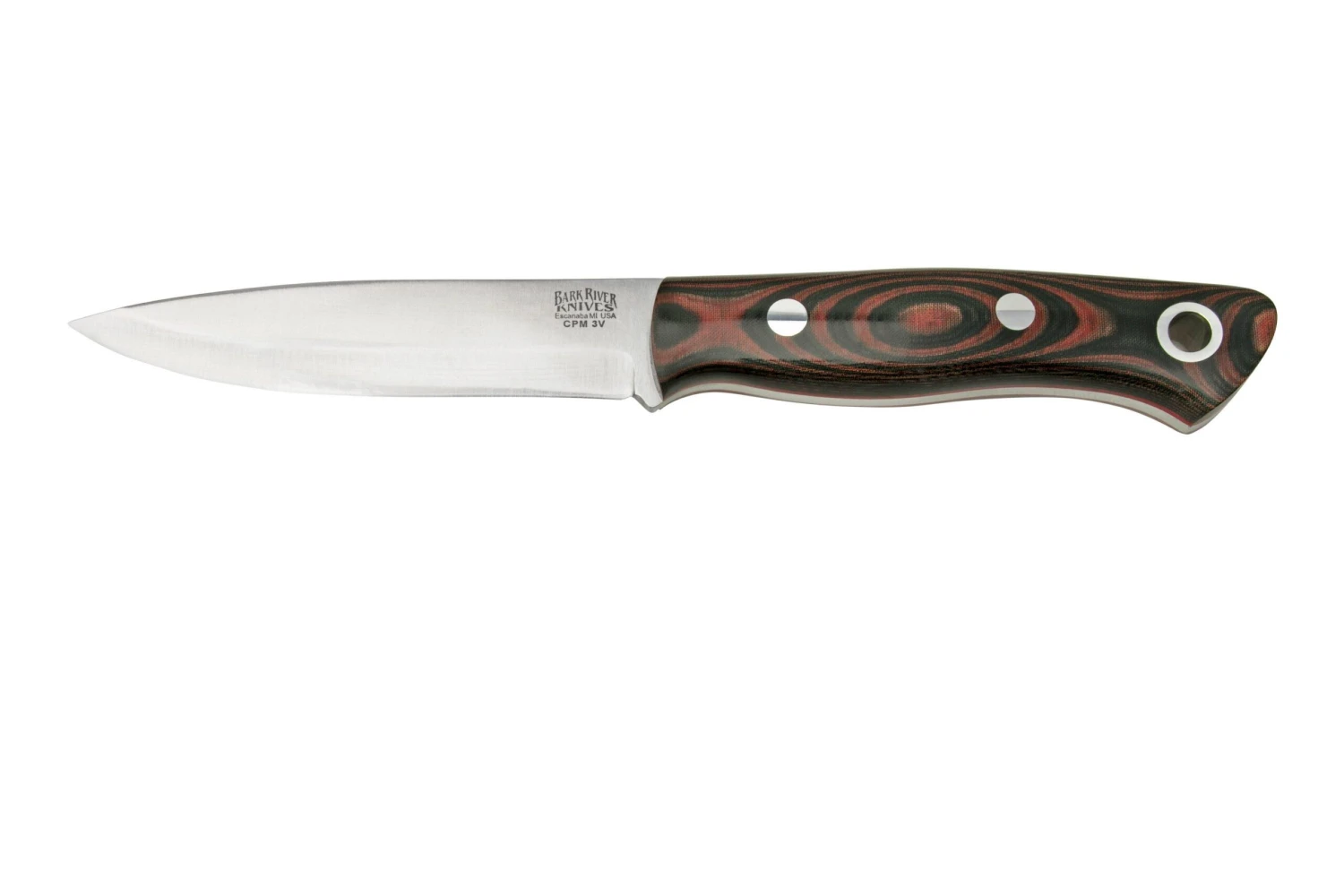 Bark River Aurora Scandi CPM 3V Red & Black Linen Micarta, Red Liner, Couteau Fixe 3 Bark River Aurora Scandi CPM 3V Red & Black Linen Micarta, Red Liner, Couteau Fixe