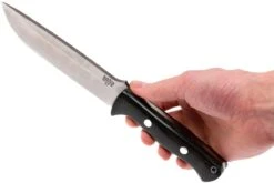 Bark River Bravo 1.5 A2, Black Canvas Micarta, Brown Sheath -Kai Soldes Boutique BRK07 113BRKC 06 bark river brk07 113brkc 06