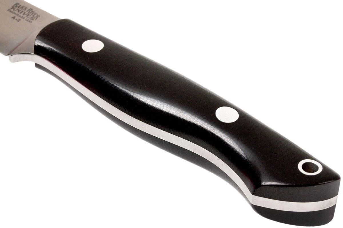 Bark River Mini Kalahari A2, Black Canvas Micarta, Brown Sheath 6 Bark River Mini Kalahari A2, Black Canvas Micarta, Brown Sheath – Image 4