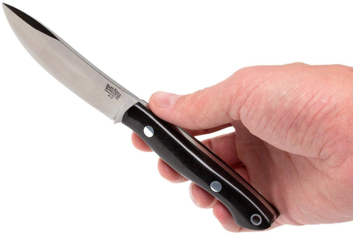 Bark River Mini Kalahari A2, Black Canvas Micarta, Brown Sheath 8 Bark River Mini Kalahari A2, Black Canvas Micarta, Brown Sheath – Image 6