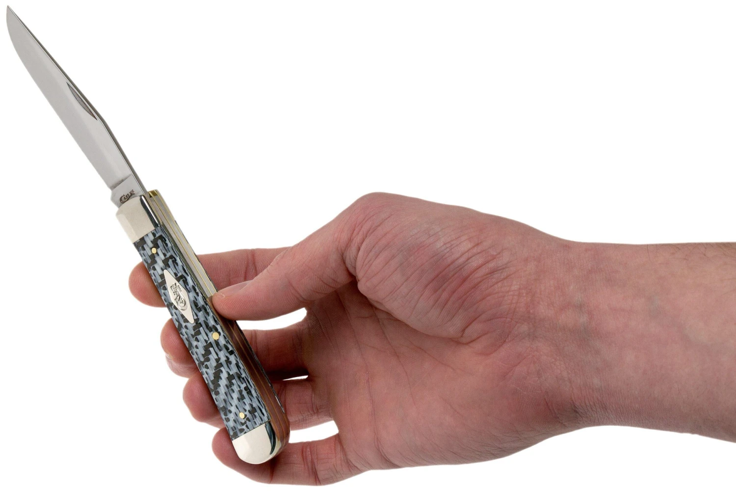 Case Medium Trapper White & Black Carbon Fiber-G10 Weave Smooth, 38920, 10254 SS Couteau De Poche 7 Case Medium Trapper White & Black Carbon Fiber-G10 Weave Smooth, 38920, 10254 SS Couteau De Poche – Image 5