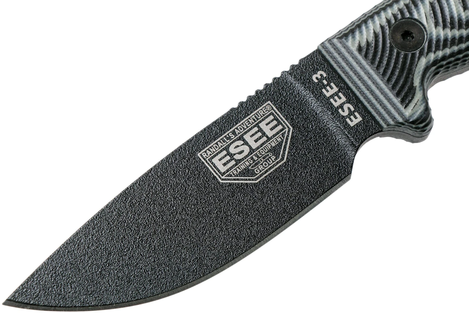 ESEE Model 3 Black Blade 3D Grey-Black G10 Couteau De Survie 3PMB-002 étui Noir + Clip De Poche 5 ESEE Model 3 Black Blade 3D Grey-Black G10 Couteau De Survie 3PMB-002 étui Noir + Clip De Poche – Image 3