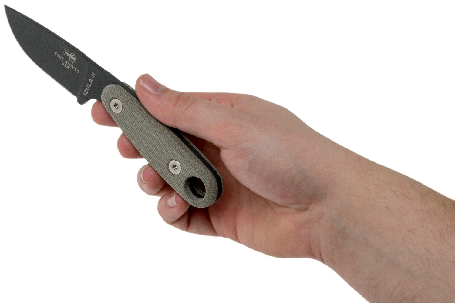 ESEE Izula II Tactical Gunsmoke IZULA-II-TG Couteau De Cou Avec étui Noir + Clip Ceinture 8 ESEE Izula II Tactical Gunsmoke IZULA-II-TG Couteau De Cou Avec étui Noir + Clip Ceinture – Image 6