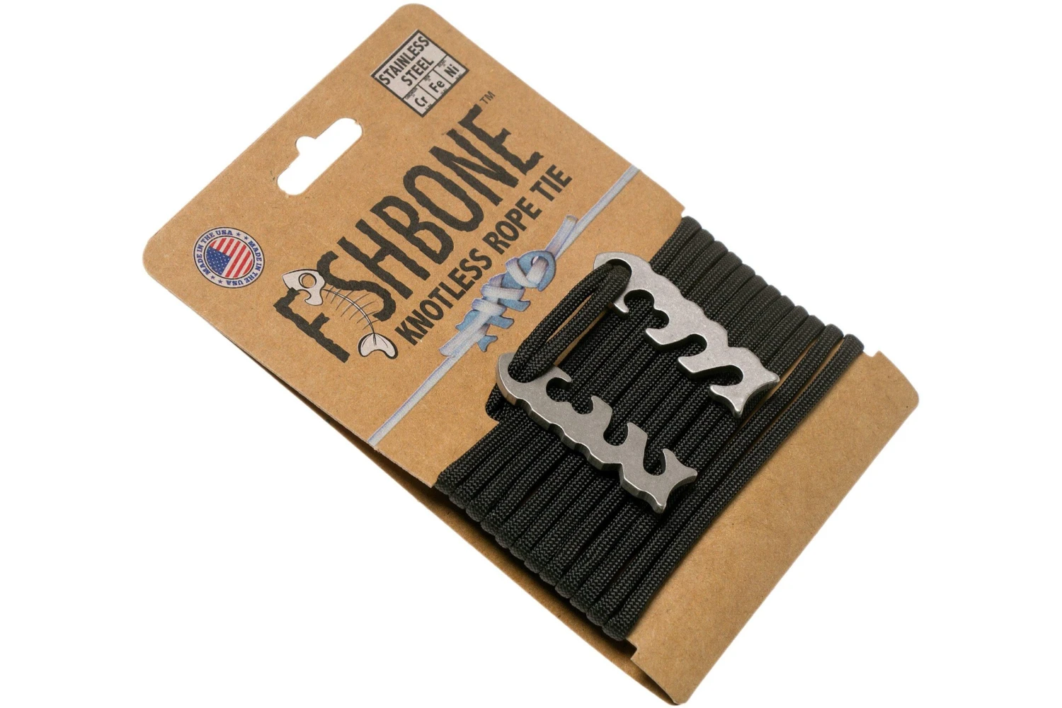 Fish Bone, 2 Pièces Avec 3 Mètres De Paracorde, Acier Inoxydable 3 Fish Bone, 2 Pièces Avec 3 Mètres De Paracorde, Acier Inoxydable