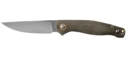 GiantMouse ACE Sonoma V2 Green Canvas Micarta, Brass, Satin Couteau De Poche, Design Ansø Et Voxnaes