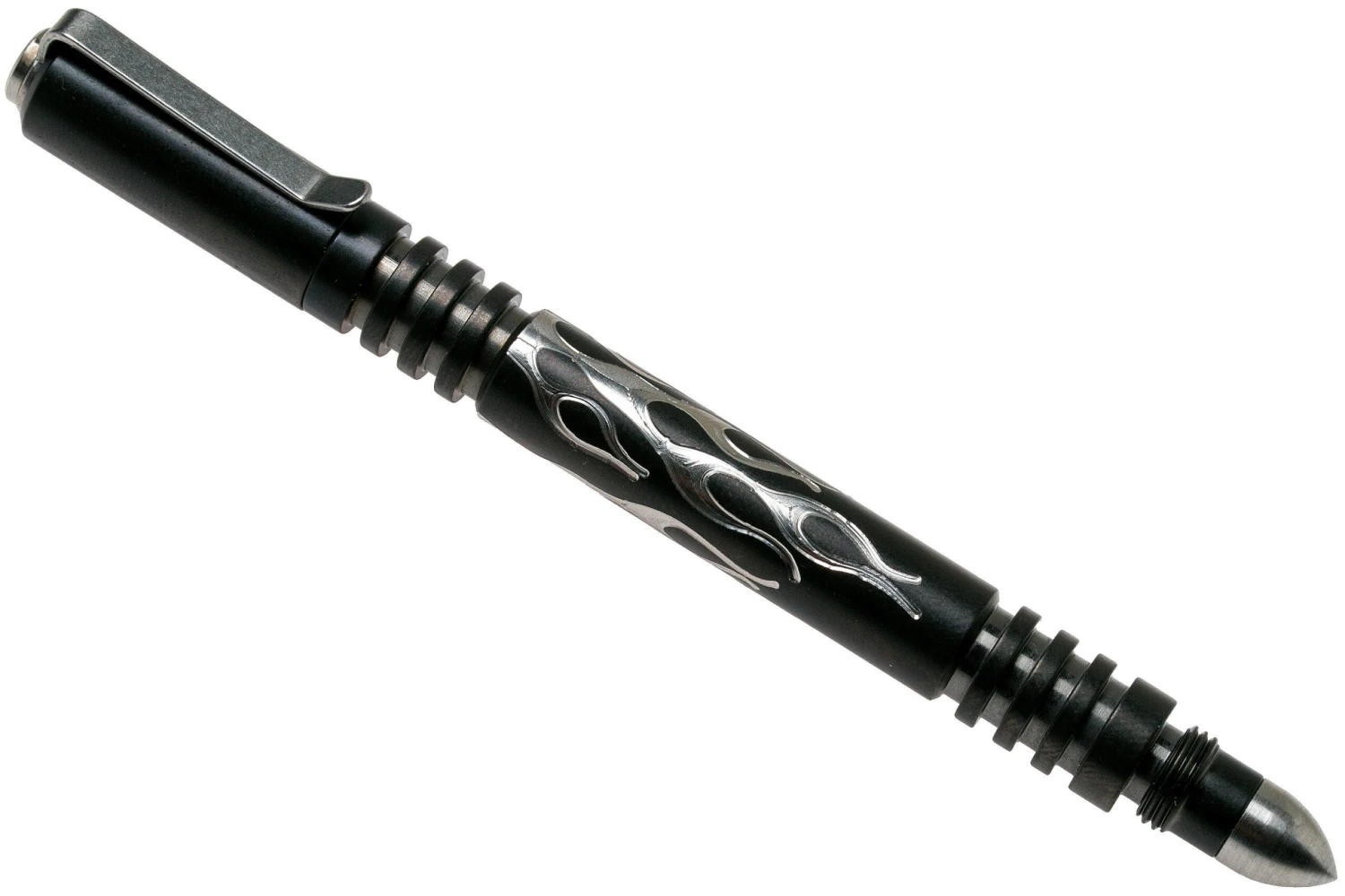 Rick Hinderer Investigator Pen Flames Stainless Steel, Stonewash DLC, Stylo Tactique 3 Rick Hinderer Investigator Pen Flames Stainless Steel, Stonewash DLC, Stylo Tactique