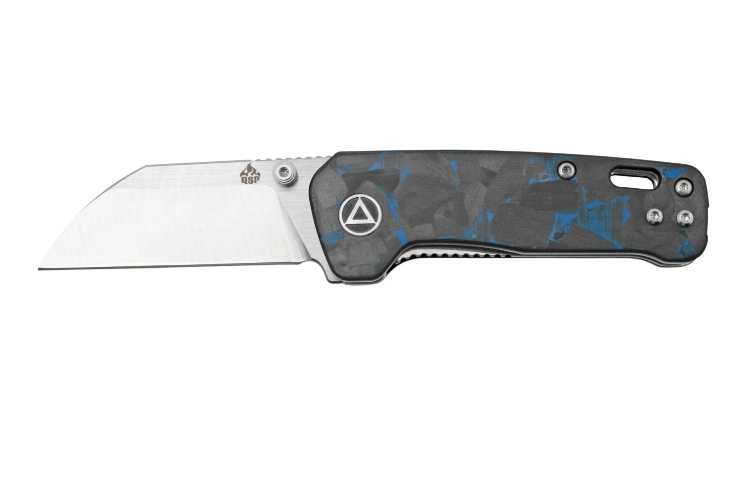 QSP Knife Penguin Mini QS130XS-D1, Satin 14C28N, Blue Shredded Carbonfiber, Couteau De Poche 3 QSP Knife Penguin Mini QS130XS-D1, Satin 14C28N, Blue Shredded Carbonfiber, Couteau De Poche