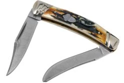 Rough Ryder Small Moose Cinnamon Stag RR2157 Damascus Slipjoint Couteau De Poche