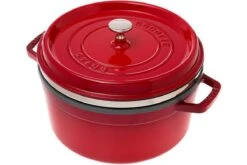 Staub Cocotte 26cm, 5,2L, Rouge Avec Panier Vapeur