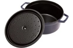 Staub Cocotte 26cm, 5,2L, Bleue Avec Panier Vapeur -Kai Soldes Boutique SB1133891 03 staub sb1133891 03