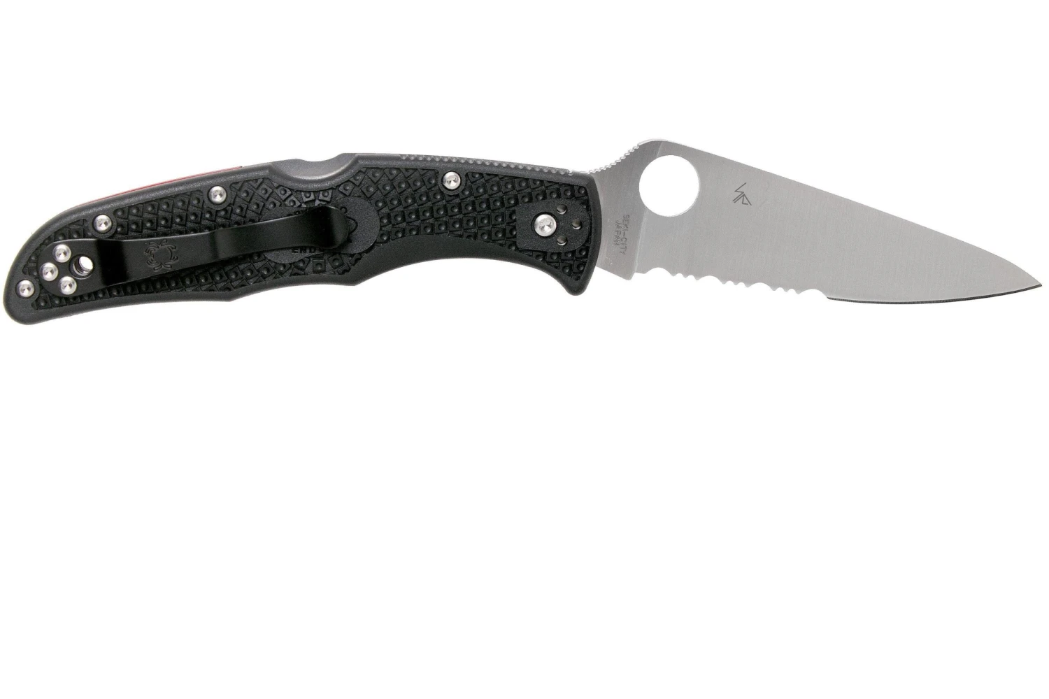 Spyderco Endura 4 Thin Red Line C10FPSBKRD Couteau De Poche Partiellement Dentelé 4 Spyderco Endura 4 Thin Red Line C10FPSBKRD Couteau De Poche Partiellement Dentelé – Image 2
