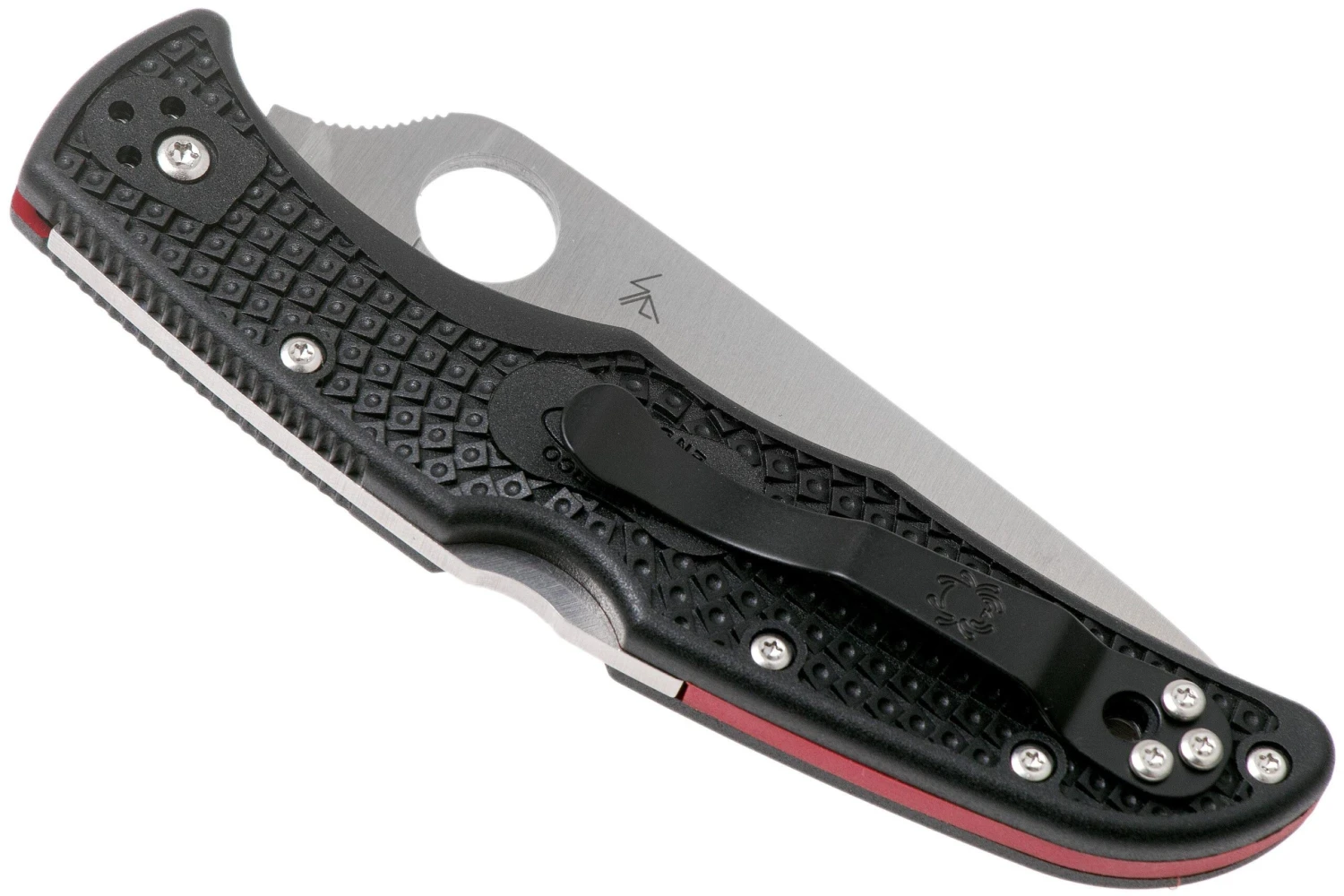 Spyderco Endura 4 Thin Red Line C10FPSBKRD Couteau De Poche Partiellement Dentelé 6 Spyderco Endura 4 Thin Red Line C10FPSBKRD Couteau De Poche Partiellement Dentelé – Image 4