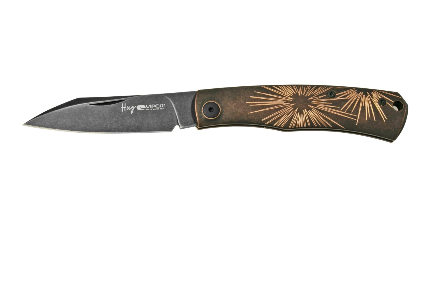 Viper Hug V5991BRS Black Blade, Black Stonewashed Bronze Star Couteau De Poche, Sacha Thiel Design 3 Viper Hug V5991BRS Black Blade, Black Stonewashed Bronze Star Couteau De Poche, Sacha Thiel Design