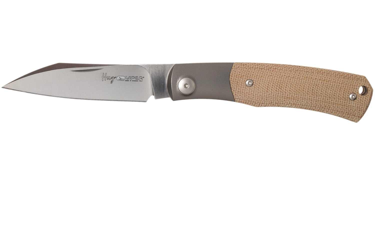 Viper Hug V5992CN Natural Canvas Micarta Couteau De Poche, Sacha Thiel Design 3 Viper Hug V5992CN Natural Canvas Micarta Couteau De Poche, Sacha Thiel Design