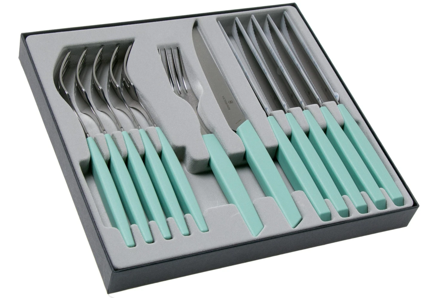 Victorinox Swiss Modern 6.9096.12W41.12, Ménagère 12 Pièces Avec Couteau à Steak, Vert 4 Victorinox Swiss Modern 6.9096.12W41.12, Ménagère 12 Pièces Avec Couteau à Steak, Vert – Image 2