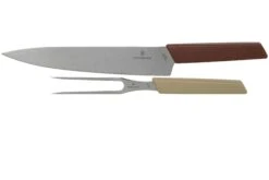 Victorinox Swiss Modern Couteau à Trancher Et Fourchette à Viande, Rouge Et Beige