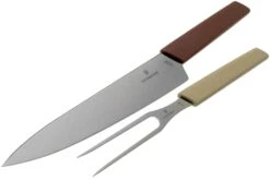 Victorinox Swiss Modern Couteau à Trancher Et Fourchette à Viande, Rouge Et Beige -Kai Soldes Boutique VT6 9096 21G 03 victorinox
