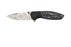 WE Knife Nitro Mini WE22015-DS1, Black Titanium, Nebula FatCarbon Inlay, Damasteel Couteau De Poche