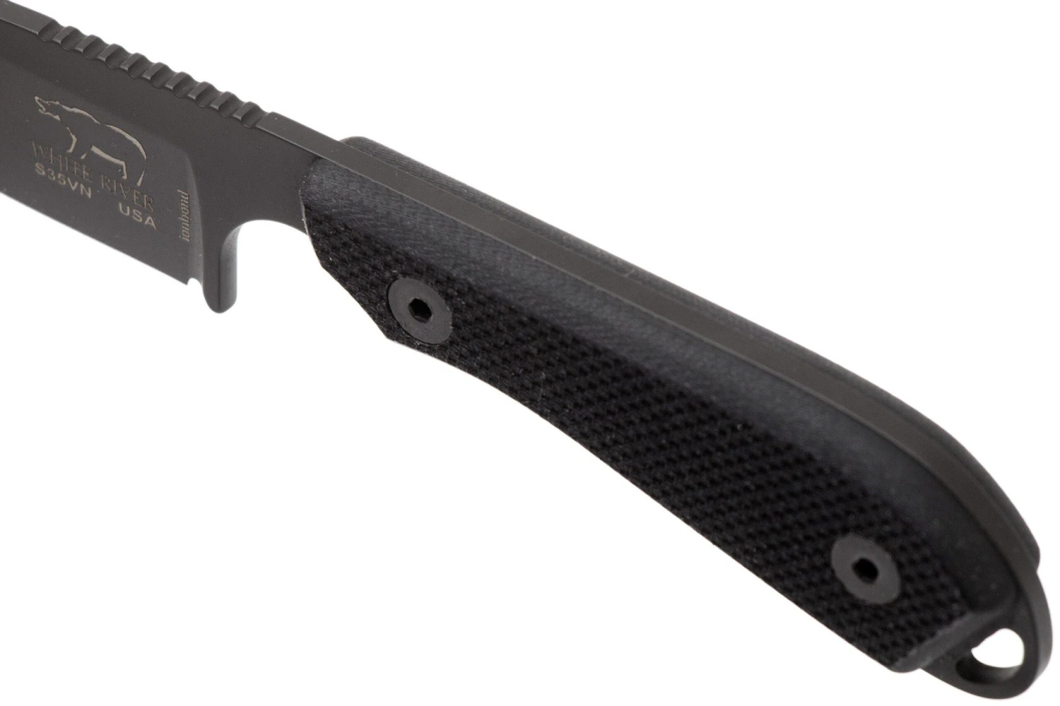 White River Knives M1 Backpacker Pro Black G10, Black Ionbond Couteau Fixe, étui Kydex 7 White River Knives M1 Backpacker Pro Black G10, Black Ionbond Couteau Fixe, étui Kydex – Image 5
