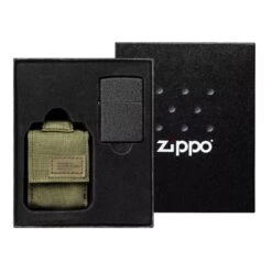 Zippo Tactical Green Pouch And Black Crackle Windproof 49400-000002, Set Cadeau Briquet